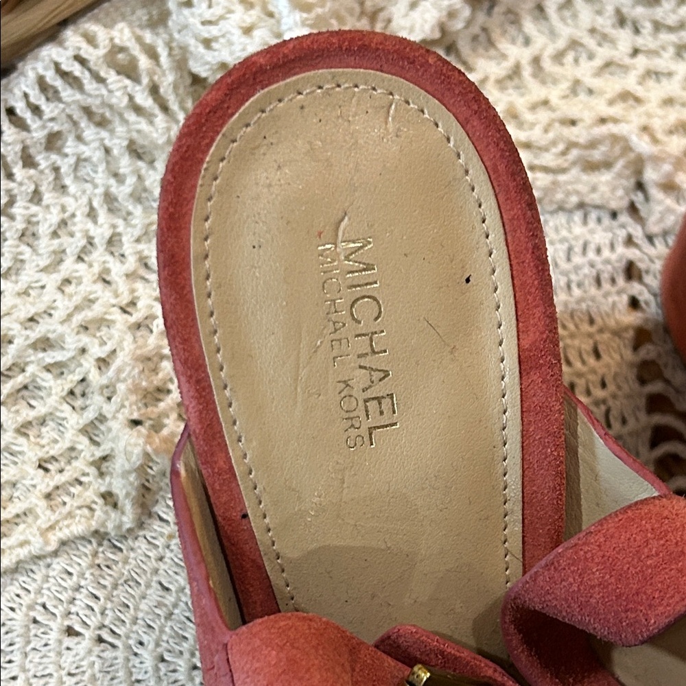 Michael Kors Elegant Red Suede Women's Sandals. 5.5” block heel. Size 10 - Picture 2 of 7